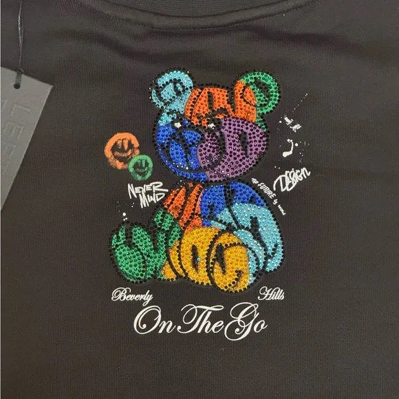 New Left Point Sweatshirt Bear in Emotions *Size L